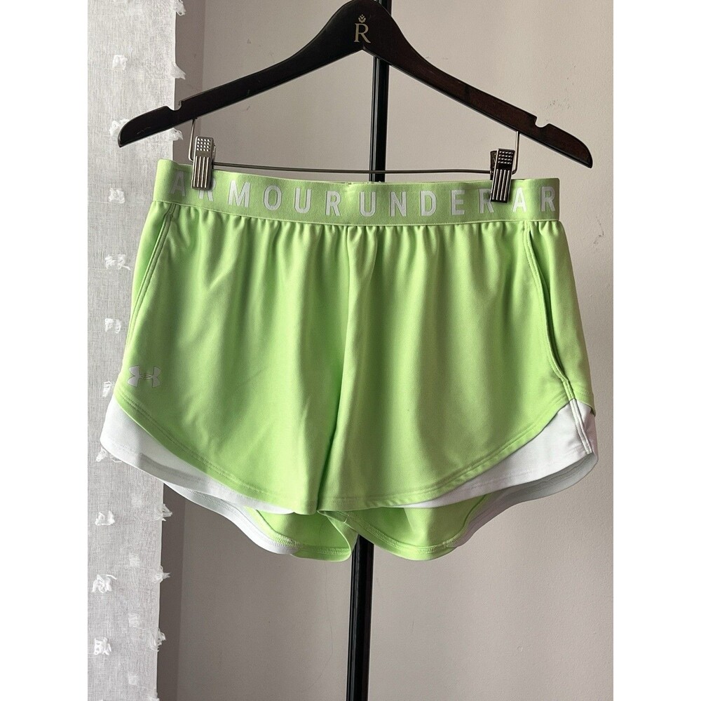 Women’s Under Armour Play Up 3.0 Shorts Green Large Pockets